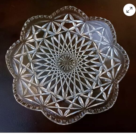 Vintage Avon Clear Pressed Glass Nut Candy Or Trinket Dish 6.25 in - Picture 1 of 8